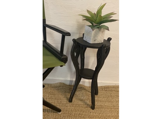 Fun & Functional Black Wood Side Table/ Plant Stand