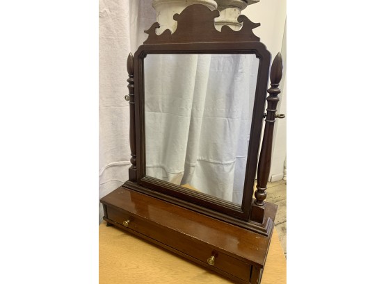 Antique Dresser Top Shaving Mirror Stand W/ Drawer 25 X 21 X 10