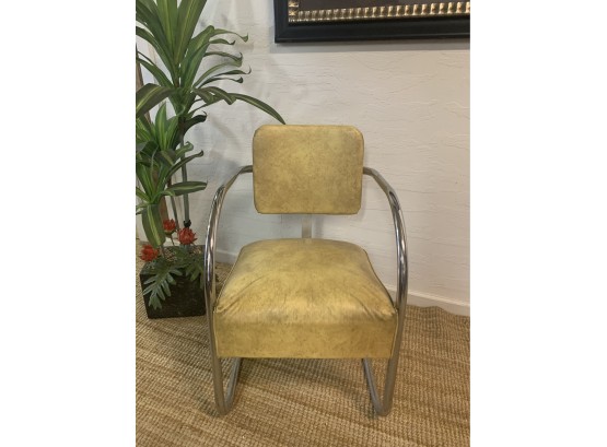 Mid Century Tubular & Chrome Vinyl Chair