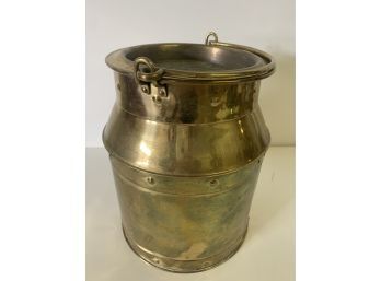 Brass Milk Can With Handle & Lid Approx. 10.5 X 8 Inches