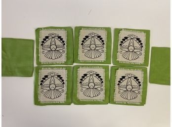 Set Of Vintage Napkins And Graphic Linen Coasters