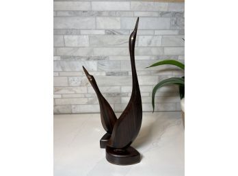 Mid Century Modern Ironwood Crane/egret/heron Figurines