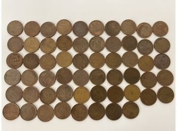58 Wheat Pennies Of Various Years