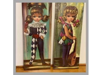 Great Vintage Harlequin Cuties- Wall Decor