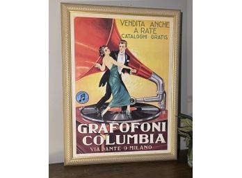 Vintage Italian Advertising Prints.  Grafofini Columbia, Bold And Graphic, Professionally Framed