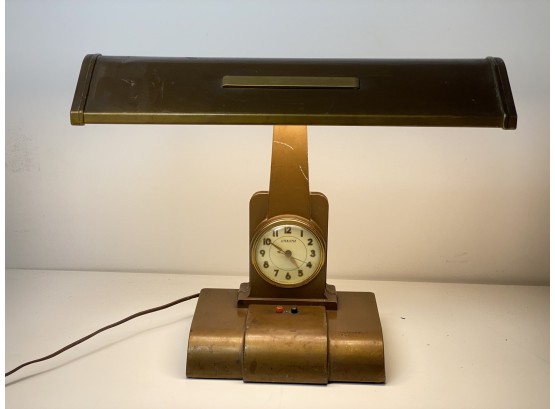 Vintage Electric Desk Lamp With Clock