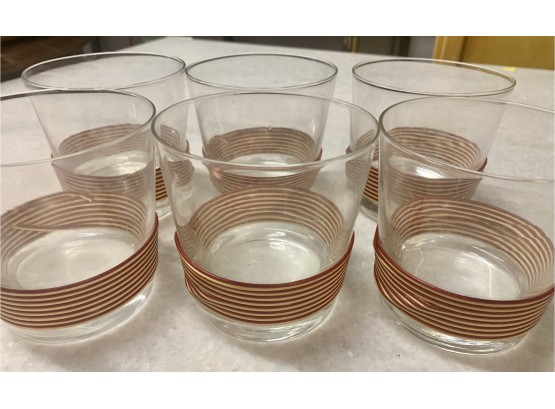 Set Of Six  Mid Century Wrapped Rocks/Old Fashioned Glasses