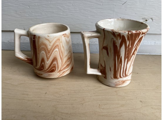 Two Vintage Swirl Ceramic Coffee Cups