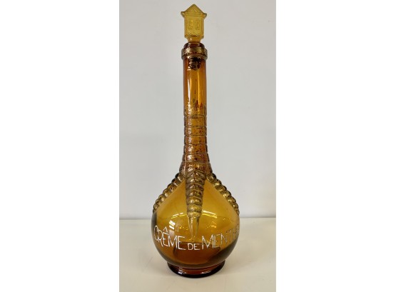 Amber Creme De Menthe  Claw Bottle With Stopper
