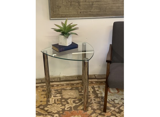Modern Glass & Metal Side Table Lot 1