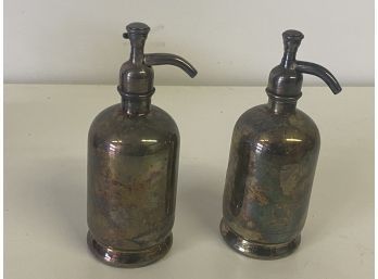Pair Of Small Mills In The Shape Of Seltzer Bottles