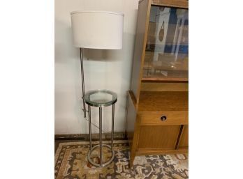 Space Saver Glass Tray/table  Floor Lamp With Oval Shade
