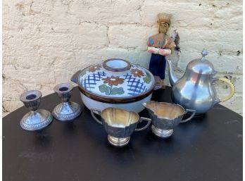Weighted Silver Candle Holders Rice Pot And More