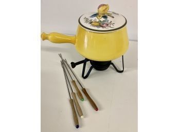Yellow Fondue Set With Set Of Forks