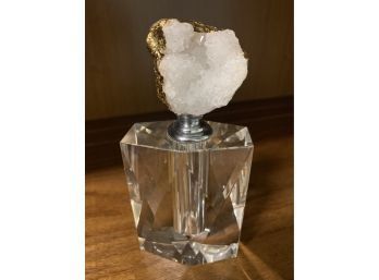 Perfume Bottle With Crystal Stopper 5.5 Inches Tall