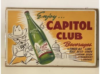 Vintage Advertising Cardboard Print For Capital Club Beverage 14x22