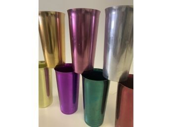 Colorful Vintage Hawthorn Aluminum Tumblers 5.5 Inches Tall  Set Of 7