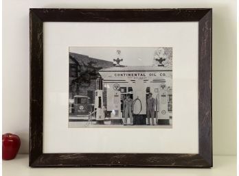 Framed Vintage Photo Of Continental Gas Station 23 X 20 Inches