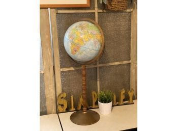 Vintage Replogle World Nation Globe On Stand