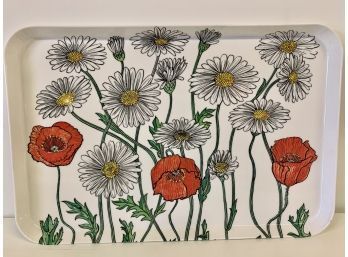 Gorgeous Field  Of Poppies & Daisies. Botanical Art Webel  Italian Vintage Melamine Tray