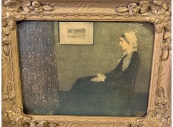 Antique Framed Art, Woman In Chair Approx. 10 X 8.5 Inches