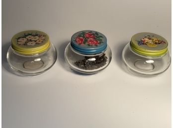 Three Vintage Jelly Jars
