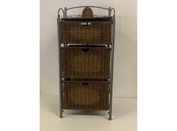 Wicker & Metal Three Drawer Cabinet