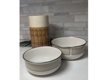 Mid Mod Houseware, Kobe Enamelware Bowls  And Thermos