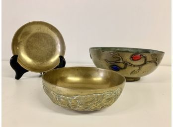 Brass Bowl Trio Lot