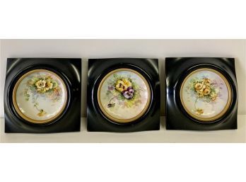 A Collection Of Three Josef Henke Hand Painted And Framed China Plates