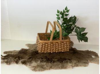 Textured Display Group Of Soft Fur Hide And Basket With Very Cool Weave