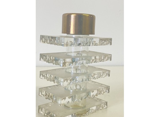Large Lucite Perfume Bottle With Scalloped Edges