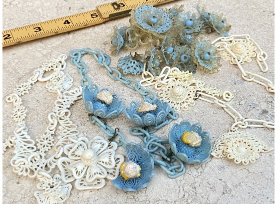 Vintage Plastic Pieces Of Old Jewelry For Art And More