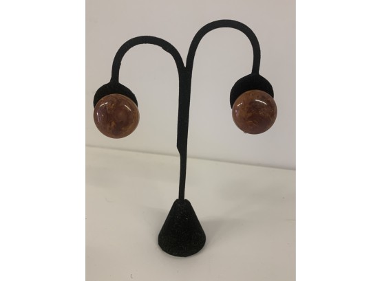 Bakelite Brown Button Clip Earring ( C Lot)