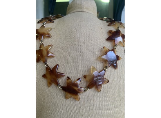 Vintage Tortoise Star Celluloid Necklace
