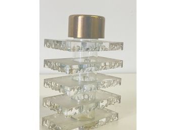 Large Lucite Perfume Bottle With Scalloped Edges