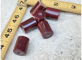 6 Dark Red Bakelite Cylinder Beads