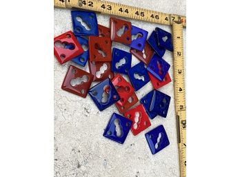 Vintage Plastic Red And Blue Pieces