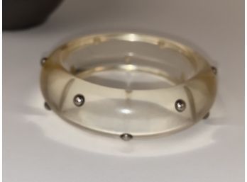Clear Bangle With Beaded Metal Ball Decore