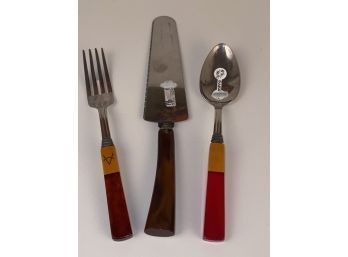 Odd Bakelite Trio Fork, Spoon, Server