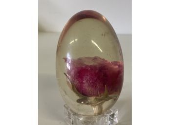 Large Artisan Made Egg With Real Rose