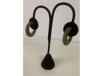Bakelite Green Hoop Earrings (D Lot)