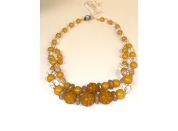 Bakelite Bead And Crystal Bead Vintage Necklace