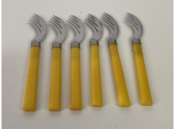 Six Vintage Bakelite Doublit Cheese Knives/forks #2