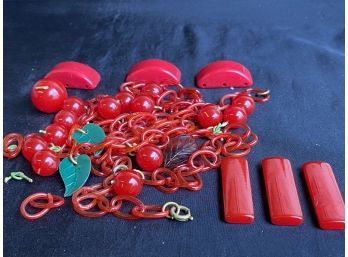 Vintage Bits N Bobbles And Three Rectangle Bakelite Beads