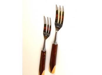 Pair Of Two Tone Bakelite Handle Forks