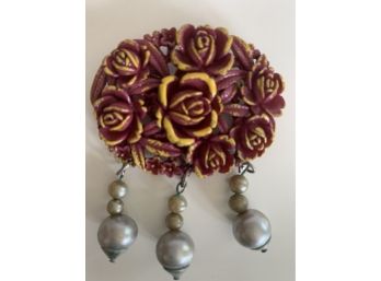 Vintage Plastic / Resin Flower Brooch