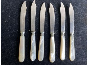 Six Pearl Handled Cheese Knives
