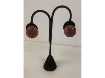 Bakelite Brown Button Clip Earring ( C Lot)