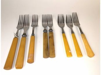 8 Mis Matched Forks With Bakelite Handles